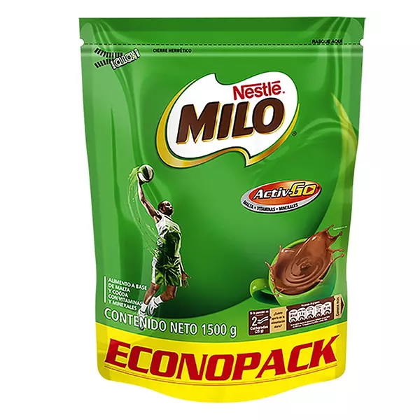 Milo Actigen Econopack x 1500 g  tamaño familiar — 25 gramos, 1500 gramos